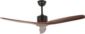 USOR 52'' Ceiling Fans with 3 Solid-Wood Blade, Walnut Low Profile: