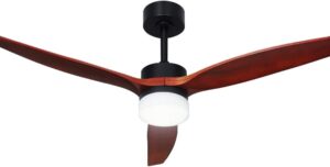 Devanti 52'' Ceiling Fan LED Light Remote Control Wooden Blades Dark Wood:
