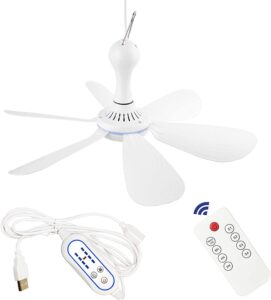 SCOOYEEES Silent USB Powered Ceiling Canopy Fan with Remote Control: