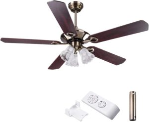 Yescom 52" Ceiling Fan Light Kit Reversible Airflow Remote Control Indoor: